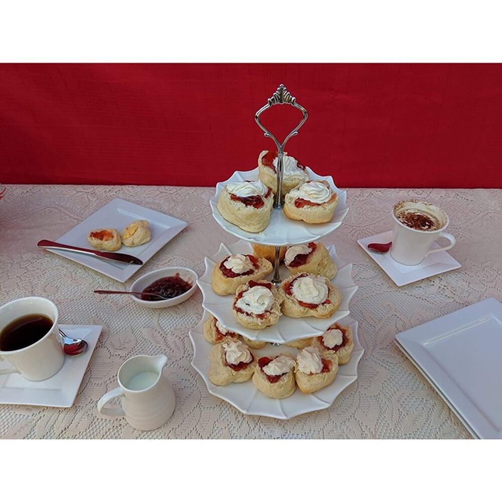Checkered Chef 3 Tier Ceramic Serving Stand Cupcake Holder for Party and Display - Picture 5 of 12